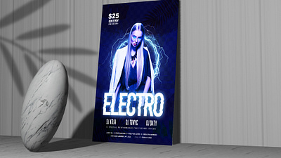 Electro Party Free Flyer Template abstract black blue crush crushed dark drimerz electro glow glowing grey item metal minimalist music neon red sound stylish white