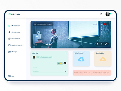 AIR CLASS - Online Class Platform calling app chat app dashboard download future class idea interface online classes online learning schedule app ui upload user interface video streaming web app web design