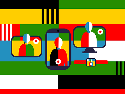 Multiplatform use colorful flat gadgets illustration malevich vector