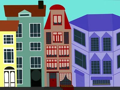 town amsterdam door illustration london roof town window