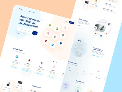 Backify: Landing Page backify cashback clean hero landing landing page landing page ui landing pages modern sections ui yellow