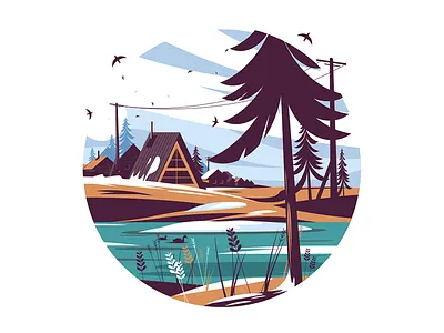 Landscape with naked trees and snow flat illustration kit8 landscape naked snow tree vector winter