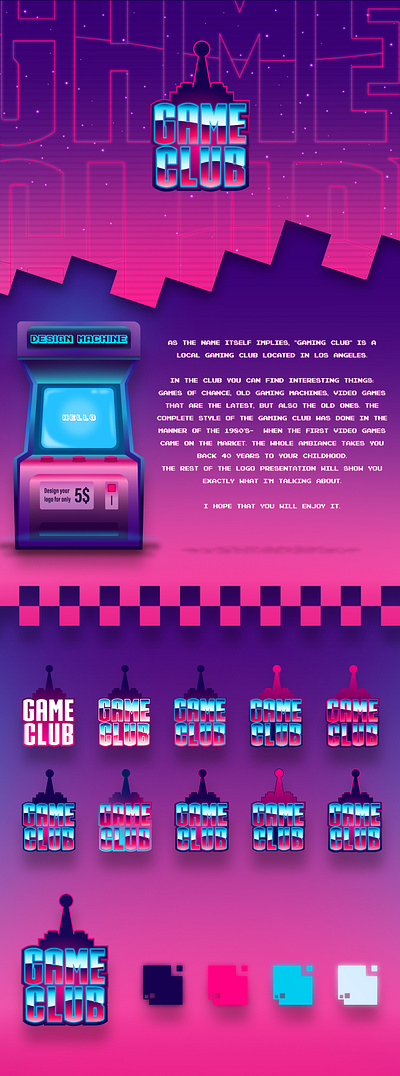 Game Club | 80's Logo Design design game games gaming illustration logo neon vector