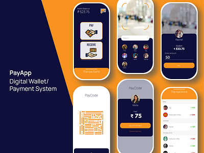 PayApp - An online payment system/Digital wallet app design icon illustration illustrator minimal ui ux vector