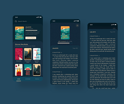 Virtual Library App Concept app blue card design ebook interaction interface library ui ux