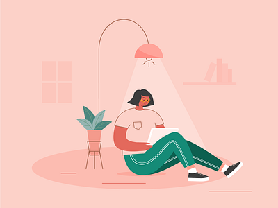 Working from home branding consumer cta girl illustration newsletter reports signup vector vector illustration vectornator