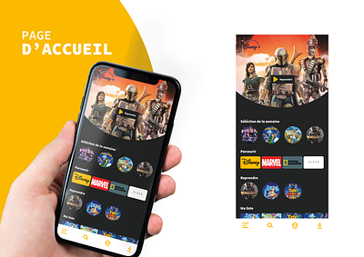 Projet Disney + app brand branding company design phone ui ux visual web