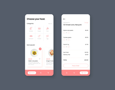 Food delivery app UI concept_03 adobexd android appdesign cleanui flat foodapp fooddelivery fooddeliveryservice instafood interface minimal mobileapp restaurant ronytajul ui uitrends uxdesign uxui xd