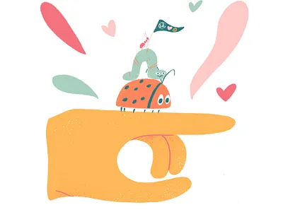 Earth Day Parade ant caterpillar earth earthday finger flag hand illustration inch worm lady bug parade