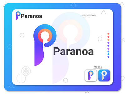 Paranoa Logo Design abstract app app icon brand identity branding branding agency gradient logo letter logo letter logo design logo design logo designer logo mark modern logo p letter p letter logo