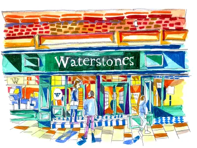 Leeds Waterstones art books design illustration illustrator journal leeds painting reportage watercolor watercolour waterstones