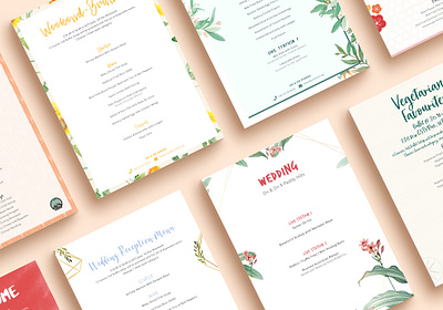 Wedding Menu Designs art design floral fun graphic design illustration menu card menu design typography