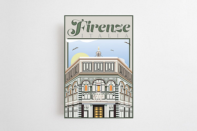 Postcard of a Place You Wish to Travel (Dribbble Weekly Warmup) adobe illustrator baptistry dribbble dribbbleweeklywarmup dribbleartist firenze florence graphic design illustration illustrator italy postcard postcard design postcards renaissance typography vector vector art