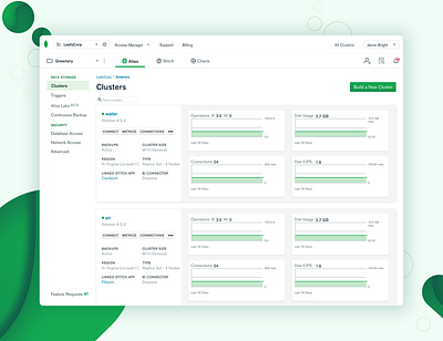 MongoDB Cloud Navigation Redesign nav navigation productdesign saas tabs ui ui design uiux ux uxdesign web web design