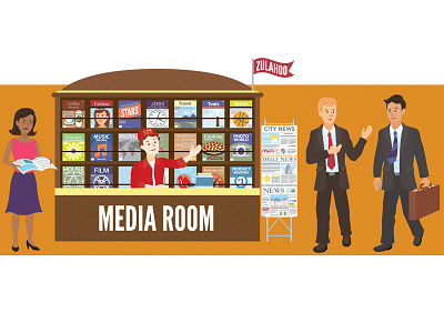 Zulahoo Media Room Page banner branding business cartoon design graphic graphics illustration magazine media news newsfeed newspaper people ui ux webpage website