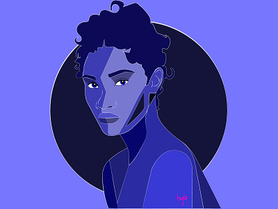 Blueberry african woman afro blue cartoon illustration design female character female designers female portrait illustration portrait portrait illustration