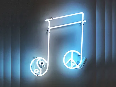 Groovy Tunes blue doodle groovy hippie illustration music music note neon neon lights neon sign peace peace sign signage white yin yang yinyang