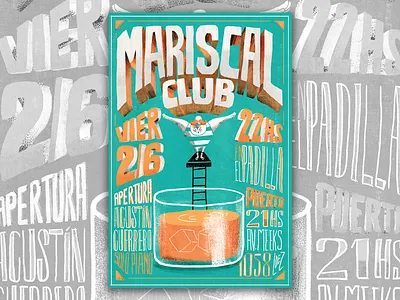 Mariscal Club dive gig poster gigposter illustration lettering music photoshop pool trampoline whiskey