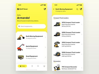 Equip Rental equipment dashboard heavy equipment rental equipment rental equipment app