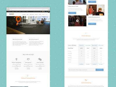 HubSpot Services Landing Page design landing page services table web design