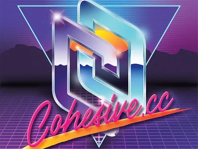 Cohesive in the 80s 80s desert chrome holo sticker stickermule synthwave