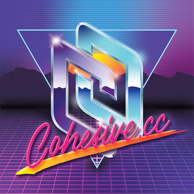 Cohesive in the 80s 80s desert chrome holo sticker stickermule synthwave