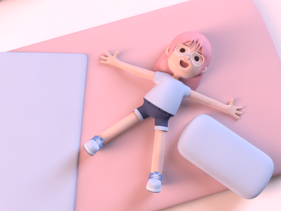 keep smiling although separated at home c4d design illustration