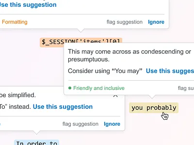 Grammarly for Stack Overflow exploration autocomplete editor help markdown monospace rich text suggestion toolbar tooltip