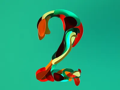 Half Japanese number two for 36 days of type 07 36daysoftype07 3d 3d art 3d artist 3dtype art direction color digitalart dos japanese style numbers seventies shapes two type