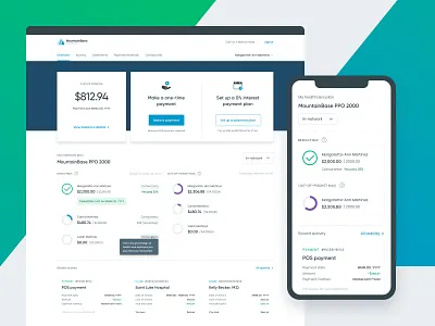 Member portal dashboard app cards dashboard design desktop healthcare insurance mobile product progress ui web