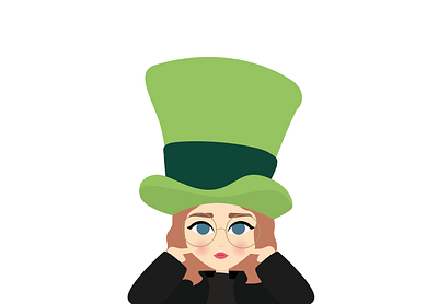 Mad Hatter | Illustration cute disney flatdesign graphisme green illustrator madhatter