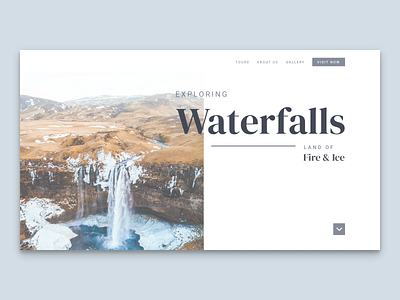 Exploring waterfalls design travel typography ui ux web website