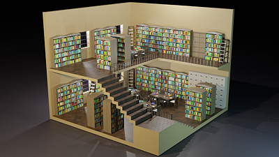 Low Poly Library 3d concept 3d illustration b3d blender blender illustration cycles eevee lowpoly library