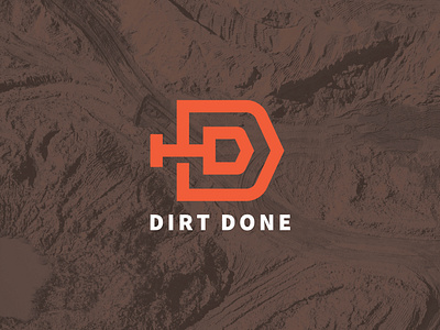 Dirt Done Logo badge construction done double d flatdesign icon lockup logistics monoline shovel single line symbol