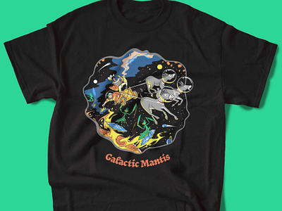 Galactic Mantis Shirt band band merch branding donkey galactic mantis graphic design halftone illustration outer space psychadelic space star wars