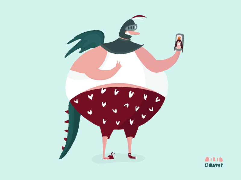 Knight in Love airin kloavet airinkloavet animation character character design connection covid19 dragon funny gif happy humor kiss knight loop love motion princess san jordi smile