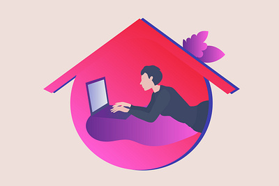 work from home flat girl girl illustration home stayathome studyathome woman work work from home