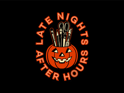 LATE NIGHTS AFTER HOURS after hours bold font branding custom font customtype halloween handdrawn horror art horror fan illustration logo neon pen pen and ink pencil pumpkin retro typography vector