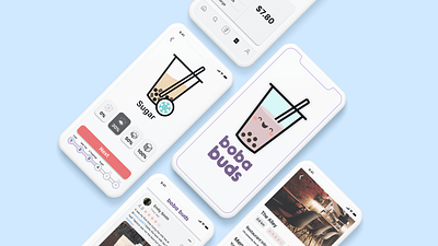 boba buds adobe illustrator app design ui ux