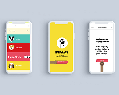 Happy Paws app design illustration ui ux web