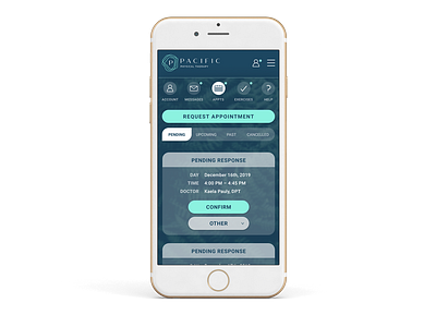 Pacific Physical Therapy - Mobile Mockup mobile design mobile ui ui ui design ux ux design uxui