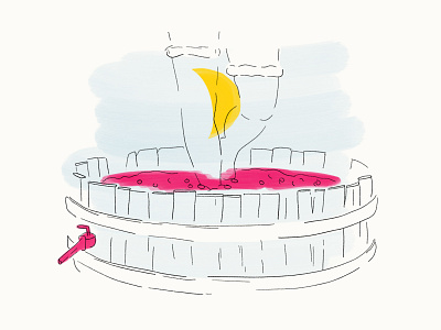 Grape Stomping activities barrel drawing drawing style grape stomp grapes hand drawn illustration ipad pro minimal moon procreate procreate app travel traveling vineyard wine winery womenofillustration womenwhodraw