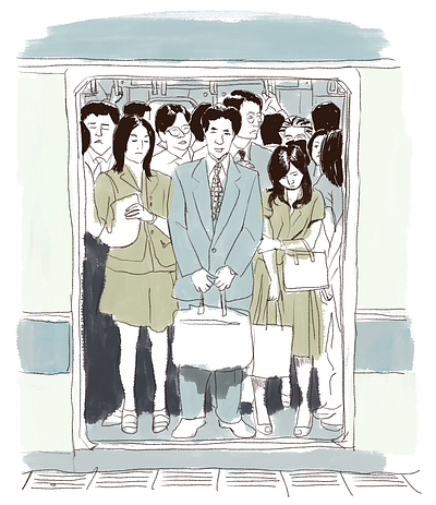 editorial illustration editorial illustration japan rough sketchy subway watercolor