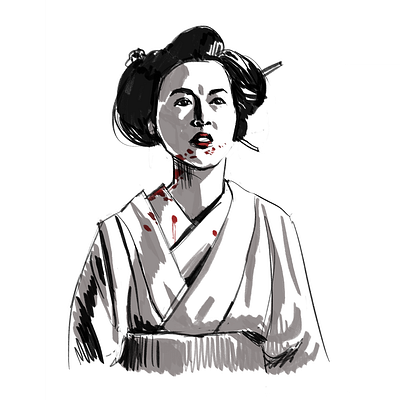 Illustration based on westworld character blackandwhite brush editorial fanart illustration japan procreate sketchy westworld white