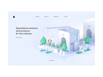 Industrial chemistry production | Home page 3d design illustration minimal ui ux web website