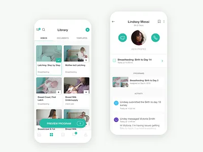 Breastfeeding Support App app breastfeeding design health iphone library mobile patients telehealth ui ux videos