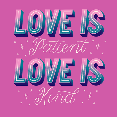 1 Corinthians 13:4 bible bible verse hand lettering kind lettering love patient type typography