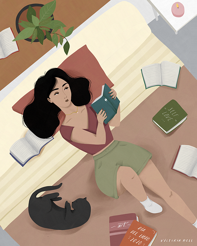 Happy World Book Day! adobe fresco book illustration books dia del libro digital art digital illustration digital painting editorial illustration girl character girl illustration ipad art reading world book day