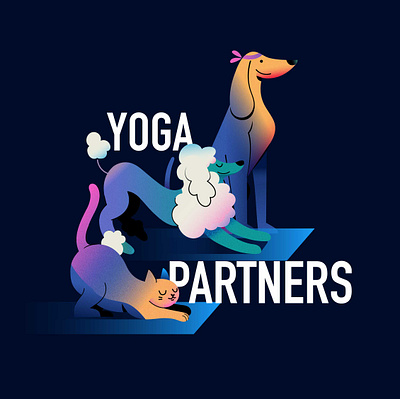 Yoga partners branding cat color design dog gradients illustration illustrator pets poodle vector yoga