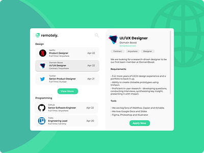 Minimal Job Board ui ux